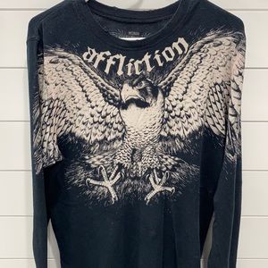 Affliction Thermal- Black with White Eagle